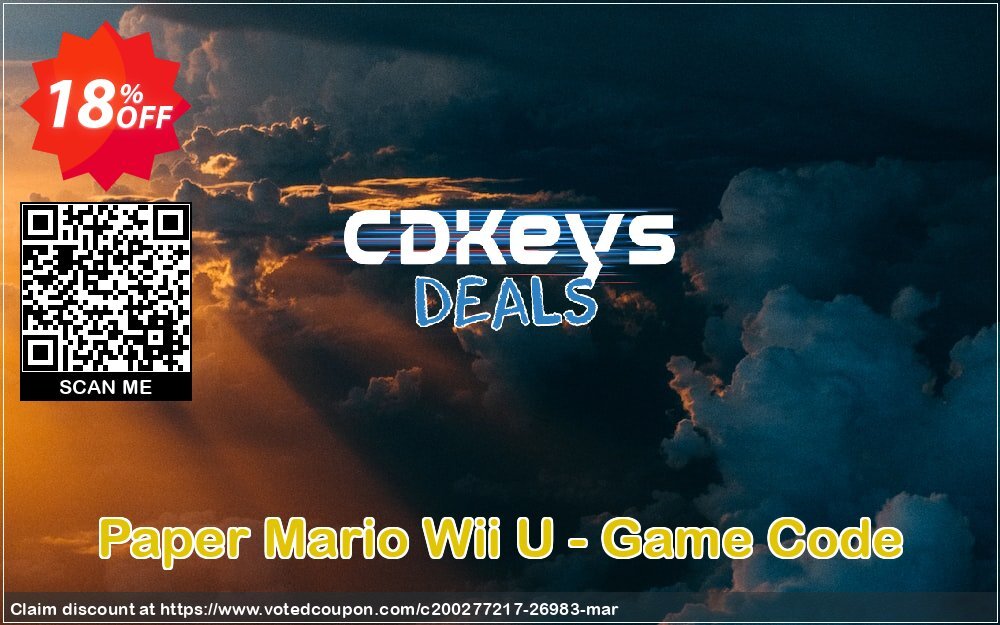 Paper Mario Wii U - Game Code Coupon, discount Paper Mario Wii U - Game Code Deal. Promotion: Paper Mario Wii U - Game Code Exclusive Easter Sale offer 