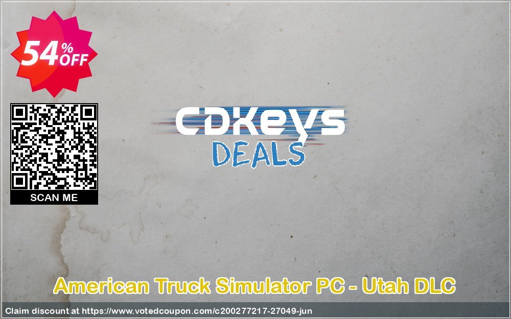 American Truck Simulator PC - Utah DLC Coupon, discount American Truck Simulator PC - Utah DLC Deal. Promotion: American Truck Simulator PC - Utah DLC Exclusive Easter Sale offer 