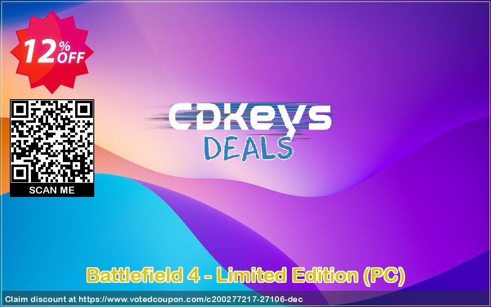 Battlefield 4 - Limited Edition, PC  Coupon, discount Battlefield 4 - Limited Edition (PC) Deal. Promotion: Battlefield 4 - Limited Edition (PC) Exclusive Easter Sale offer 