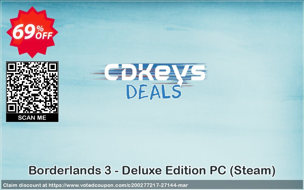 Borderlands 3 - Deluxe Edition PC, Steam  Coupon, discount Borderlands 3 - Deluxe Edition PC (Steam) Deal. Promotion: Borderlands 3 - Deluxe Edition PC (Steam) Exclusive Easter Sale offer 