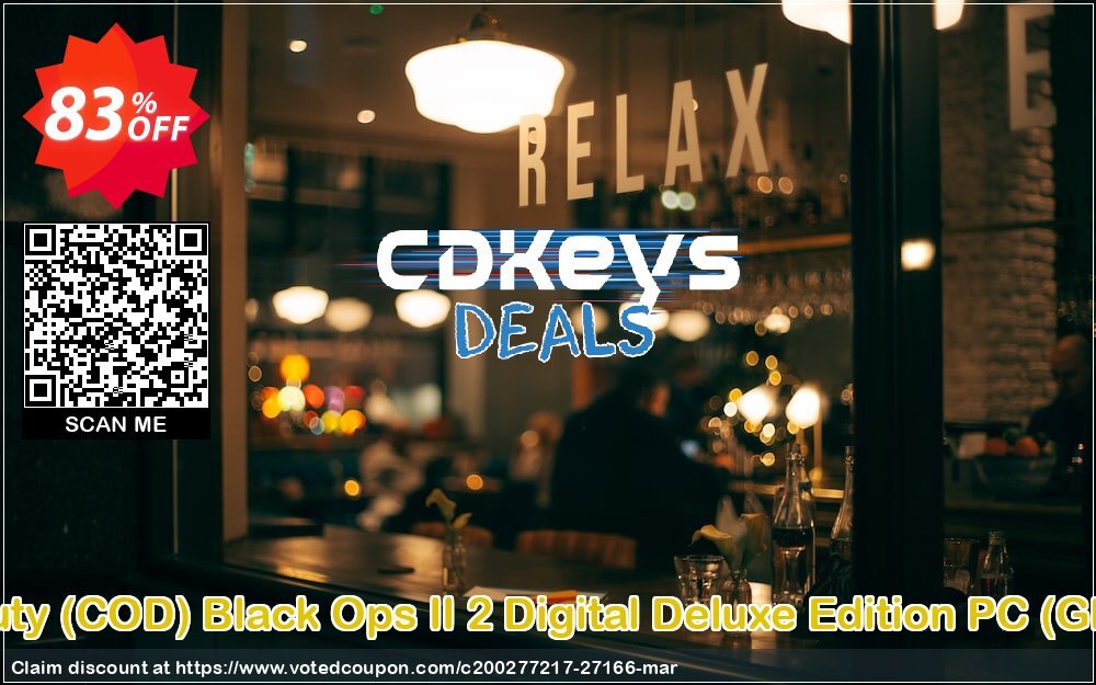 Call of Duty, COD Black Ops II 2 Digital Deluxe Edition PC, GERMANY  Coupon, discount Call of Duty (COD) Black Ops II 2 Digital Deluxe Edition PC (GERMANY) Deal. Promotion: Call of Duty (COD) Black Ops II 2 Digital Deluxe Edition PC (GERMANY) Exclusive Easter Sale offer 