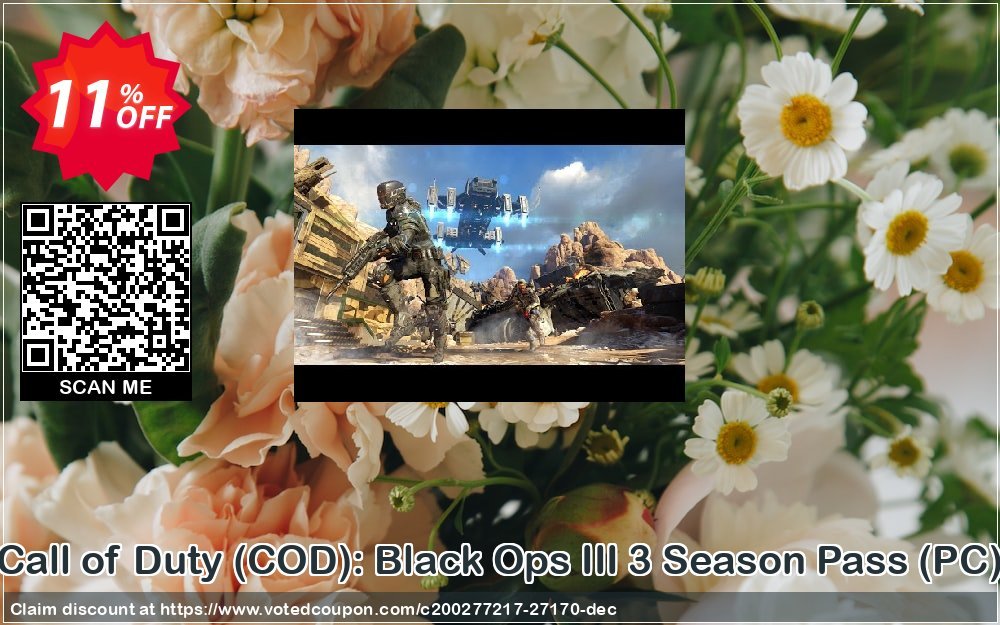 Call of Duty, COD : Black Ops III 3 Season Pass, PC  Coupon, discount Call of Duty (COD): Black Ops III 3 Season Pass (PC) Deal. Promotion: Call of Duty (COD): Black Ops III 3 Season Pass (PC) Exclusive Easter Sale offer 