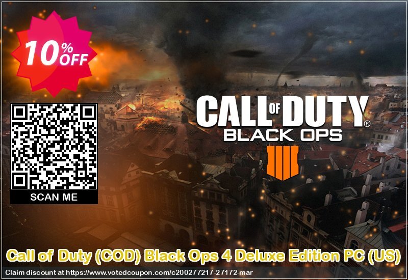 Call of Duty, COD Black Ops 4 Deluxe Edition PC, US  Coupon, discount Call of Duty (COD) Black Ops 4 Deluxe Edition PC (US) Deal. Promotion: Call of Duty (COD) Black Ops 4 Deluxe Edition PC (US) Exclusive Easter Sale offer 