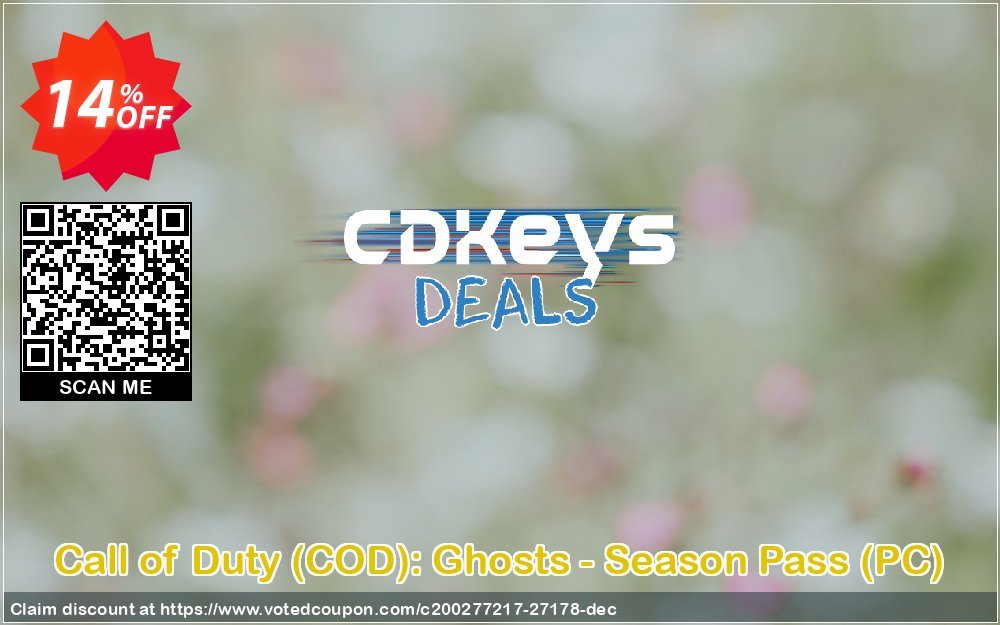Call of Duty, COD : Ghosts - Season Pass, PC  Coupon, discount Call of Duty (COD): Ghosts - Season Pass (PC) Deal. Promotion: Call of Duty (COD): Ghosts - Season Pass (PC) Exclusive Easter Sale offer 