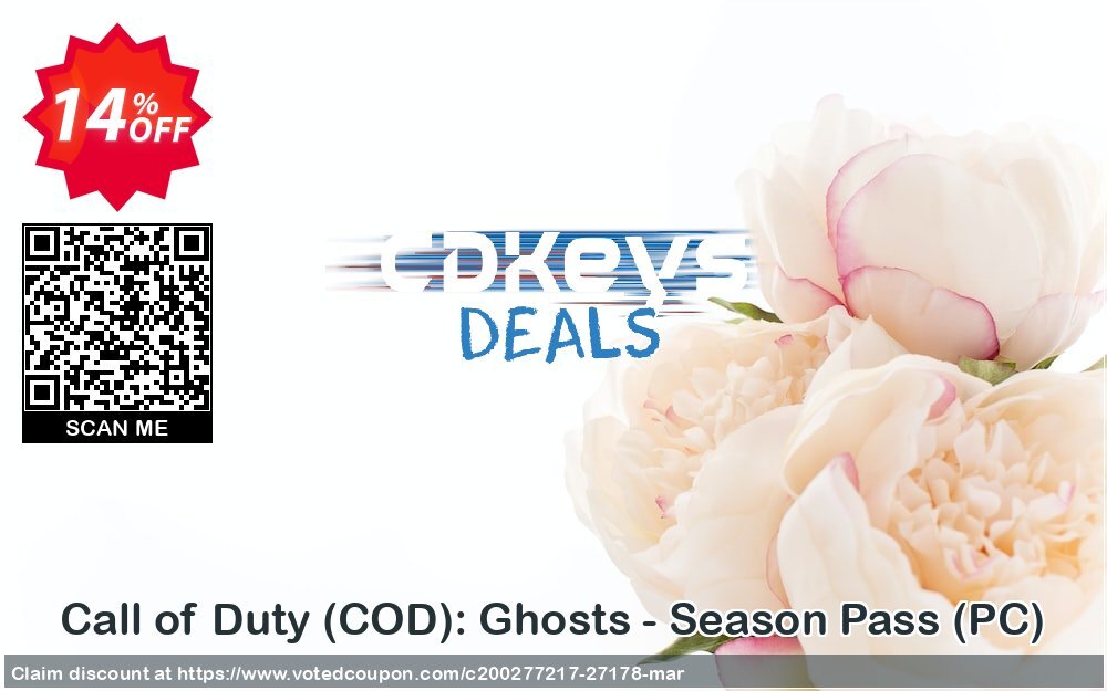 Call of Duty, COD : Ghosts - Season Pass, PC  Coupon, discount Call of Duty (COD): Ghosts - Season Pass (PC) Deal. Promotion: Call of Duty (COD): Ghosts - Season Pass (PC) Exclusive Easter Sale offer 