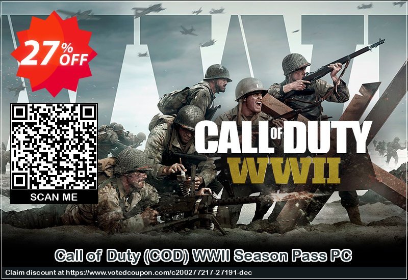 Call of Duty, COD WWII Season Pass PC Coupon Code Apr 2024, 27% OFF - VotedCoupon