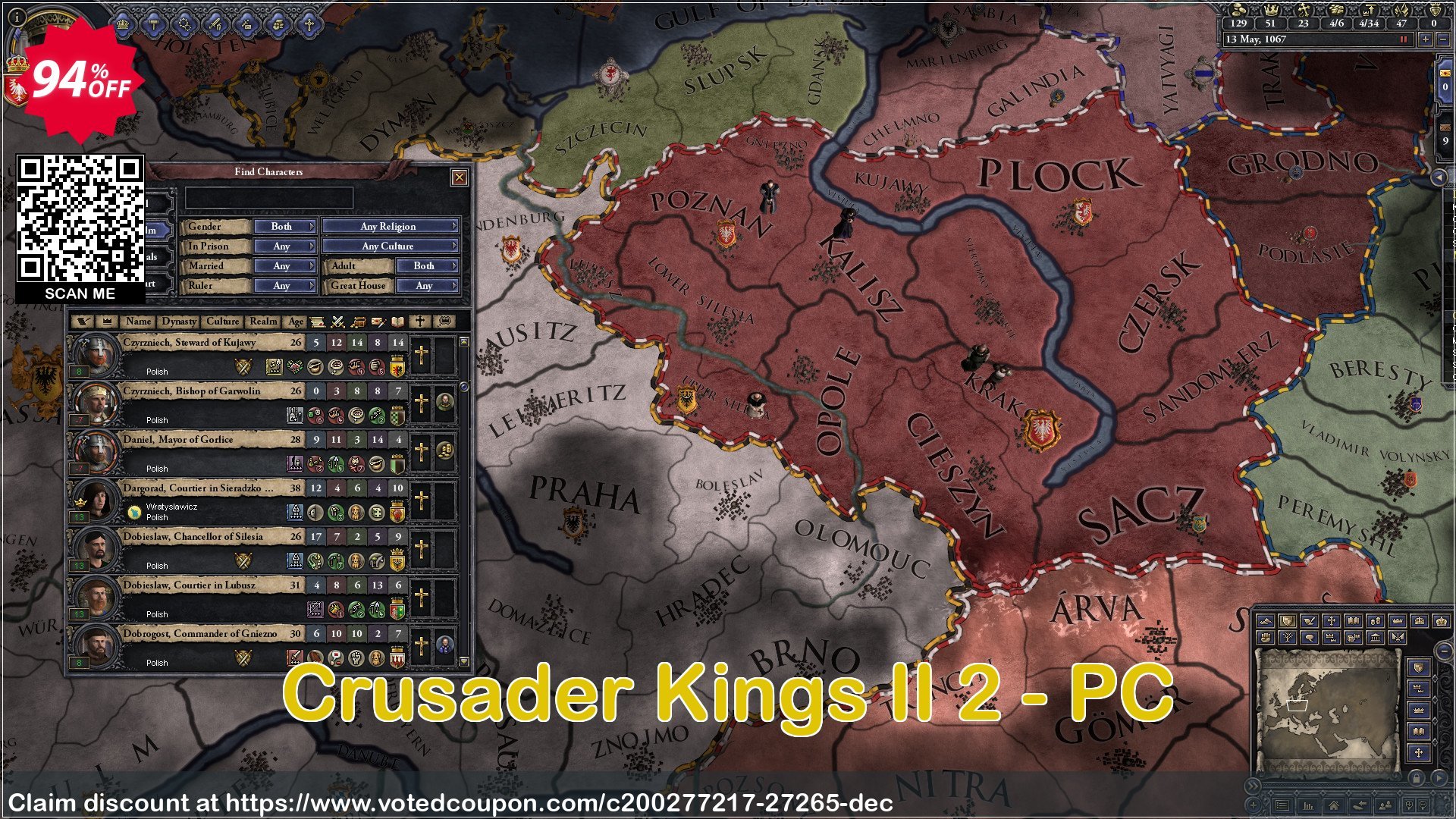 Crusader Kings II 2 - PC Coupon, discount Crusader Kings II 2 - PC Deal. Promotion: Crusader Kings II 2 - PC Exclusive Easter Sale offer 