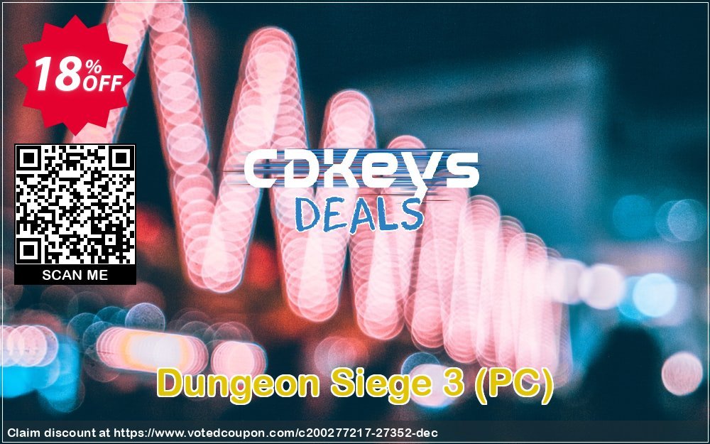 Dungeon Siege 3, PC  Coupon, discount Dungeon Siege 3 (PC) Deal. Promotion: Dungeon Siege 3 (PC) Exclusive Easter Sale offer 