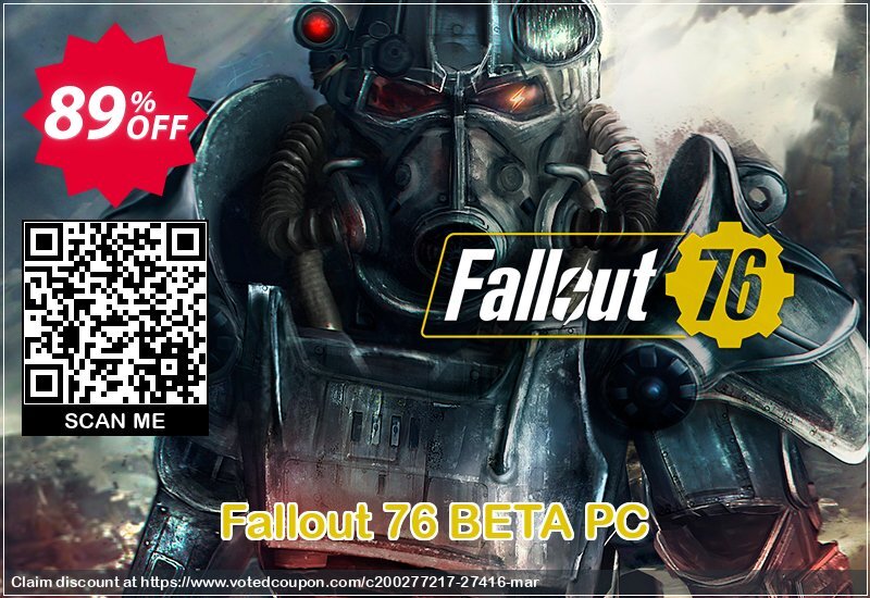 Fallout 76 BETA PC Coupon, discount Fallout 76 BETA PC Deal. Promotion: Fallout 76 BETA PC Exclusive Easter Sale offer 