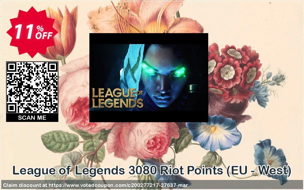 League of Legends 3080 Riot Points, EU - West  Coupon Code May 2024, 11% OFF - VotedCoupon