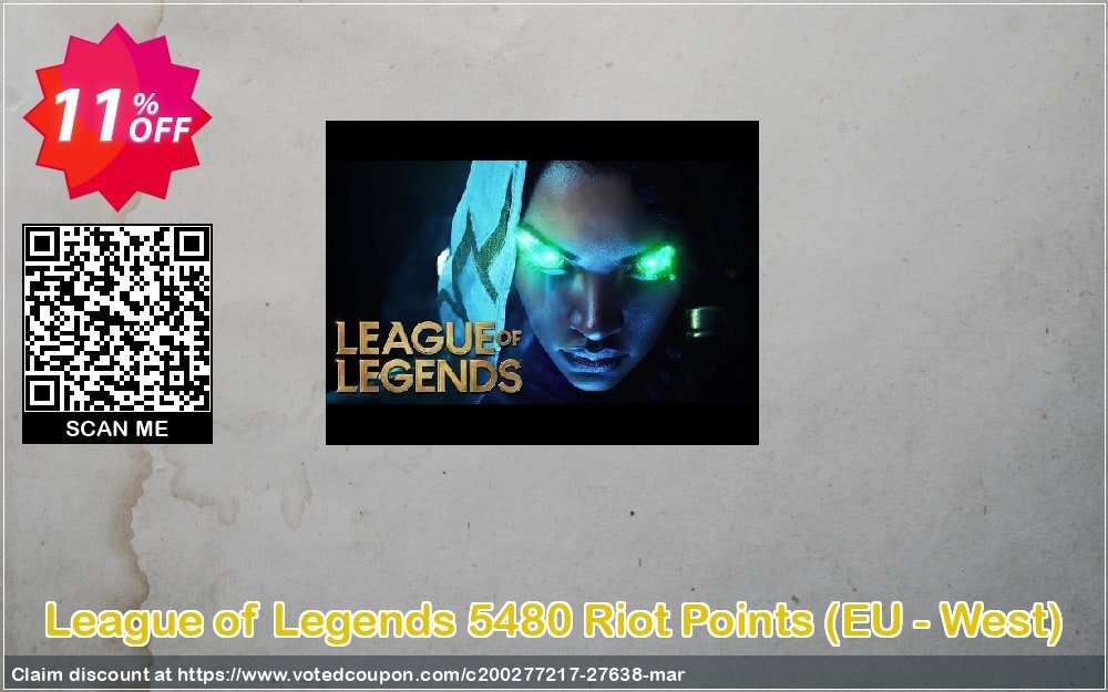 League of Legends 5480 Riot Points, EU - West  Coupon Code Apr 2024, 11% OFF - VotedCoupon