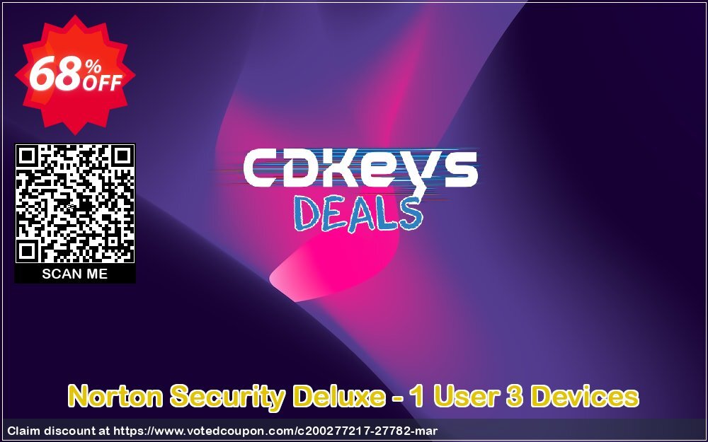 Norton Security Deluxe - 1 User 3 Devices Coupon, discount Norton Security Deluxe - 1 User 3 Devices Deal. Promotion: Norton Security Deluxe - 1 User 3 Devices Exclusive Easter Sale offer 