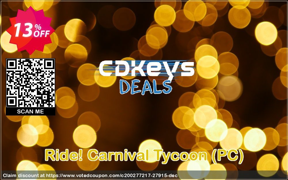 Ride! Carnival Tycoon, PC  Coupon, discount Ride! Carnival Tycoon (PC) Deal. Promotion: Ride! Carnival Tycoon (PC) Exclusive Easter Sale offer 