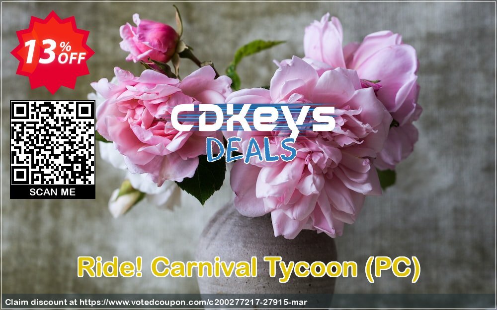 Ride! Carnival Tycoon, PC  Coupon, discount Ride! Carnival Tycoon (PC) Deal. Promotion: Ride! Carnival Tycoon (PC) Exclusive Easter Sale offer 