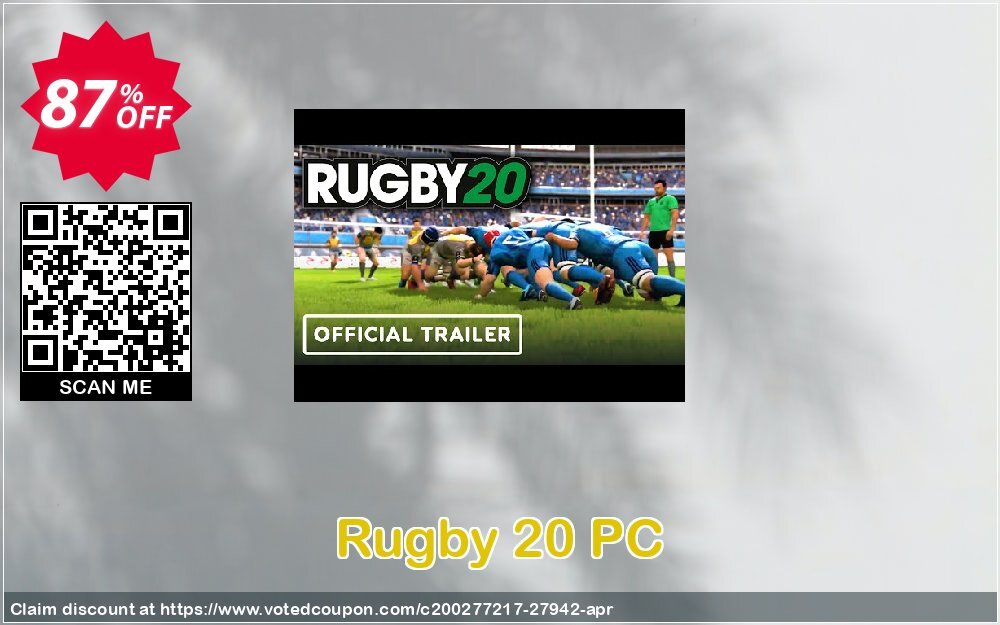 Rugby 20 PC Coupon, discount Rugby 20 PC Deal. Promotion: Rugby 20 PC Exclusive Easter Sale offer 