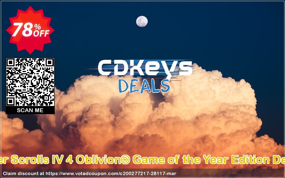 The Elder Scrolls IV 4 Oblivion® Game of the Year Edition Deluxe PC Coupon, discount The Elder Scrolls IV 4 Oblivion® Game of the Year Edition Deluxe PC Deal. Promotion: The Elder Scrolls IV 4 Oblivion® Game of the Year Edition Deluxe PC Exclusive Easter Sale offer 