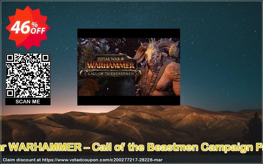 Total War WARHAMMER – Call of the Beastmen Campaign Pack DLC Coupon, discount Total War WARHAMMER – Call of the Beastmen Campaign Pack DLC Deal. Promotion: Total War WARHAMMER – Call of the Beastmen Campaign Pack DLC Exclusive Easter Sale offer 