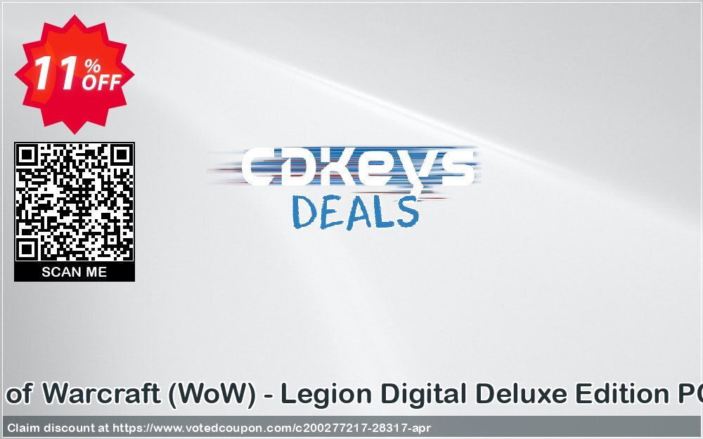 World of Warcraft, WoW - Legion Digital Deluxe Edition PC, EU  Coupon, discount World of Warcraft (WoW) - Legion Digital Deluxe Edition PC (EU) Deal. Promotion: World of Warcraft (WoW) - Legion Digital Deluxe Edition PC (EU) Exclusive Easter Sale offer 