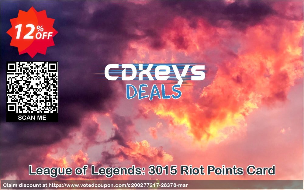 League of Legends: 3015 Riot Points Card Coupon Code May 2024, 12% OFF - VotedCoupon