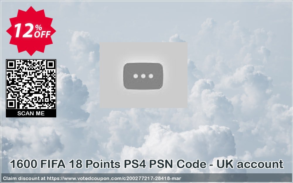 1600 FIFA 18 Points PS4 PSN Code - UK account Coupon, discount 1600 FIFA 18 Points PS4 PSN Code - UK account Deal. Promotion: 1600 FIFA 18 Points PS4 PSN Code - UK account Exclusive Easter Sale offer 