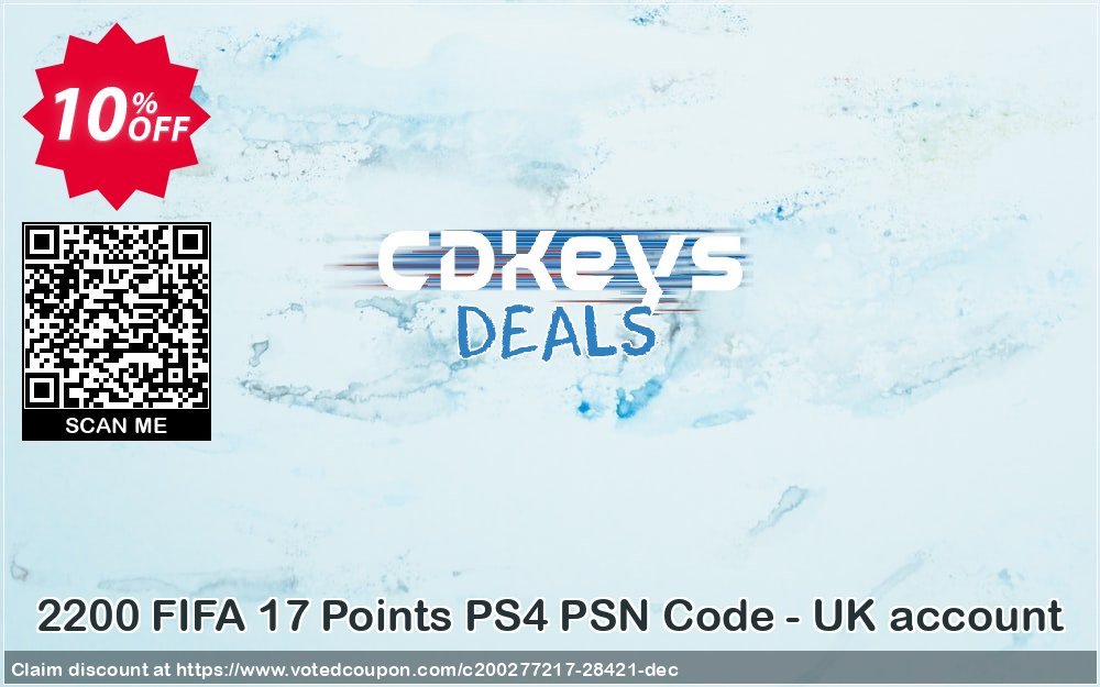 2200 FIFA 17 Points PS4 PSN Code - UK account Coupon Code May 2024, 10% OFF - VotedCoupon