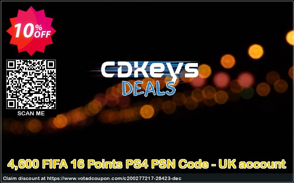 4,600 FIFA 16 Points PS4 PSN Code - UK account Coupon Code May 2024, 10% OFF - VotedCoupon