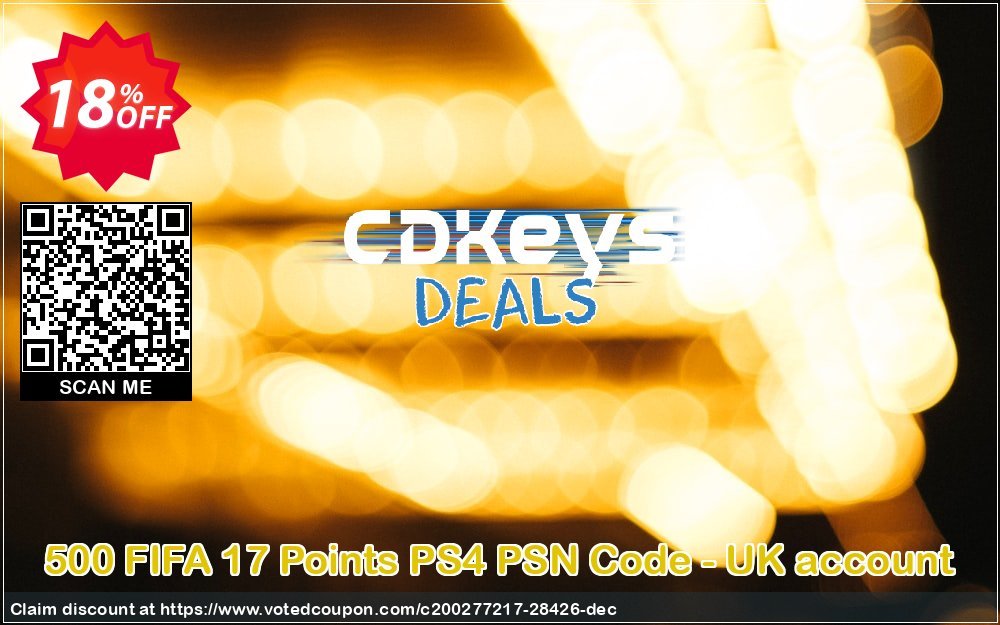 500 FIFA 17 Points PS4 PSN Code - UK account Coupon Code May 2024, 18% OFF - VotedCoupon