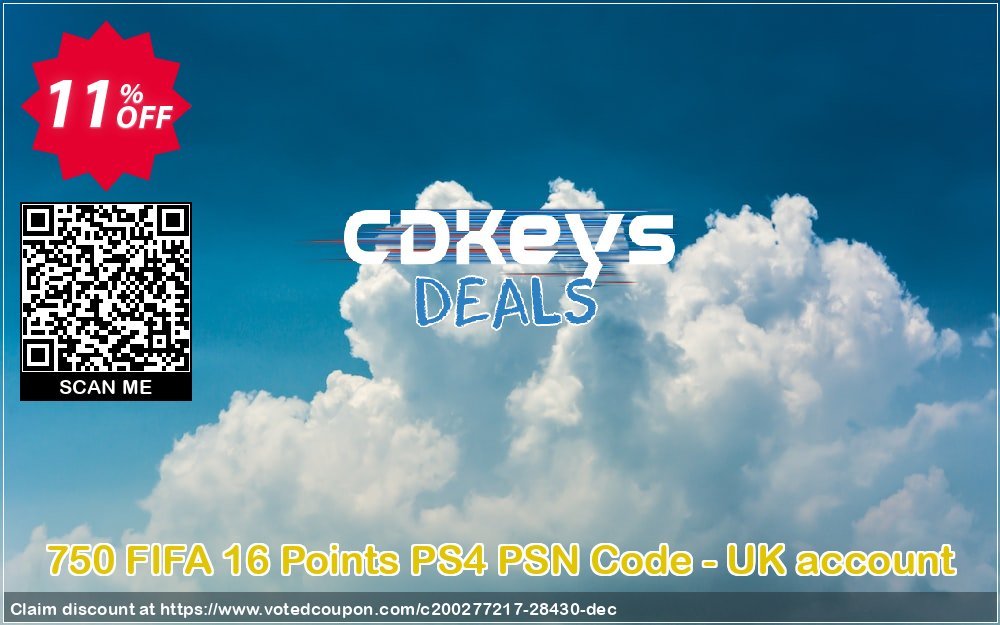 750 FIFA 16 Points PS4 PSN Code - UK account Coupon, discount 750 FIFA 16 Points PS4 PSN Code - UK account Deal. Promotion: 750 FIFA 16 Points PS4 PSN Code - UK account Exclusive Easter Sale offer 
