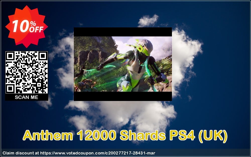 Anthem 12000 Shards PS4, UK  Coupon, discount Anthem 12000 Shards PS4 (UK) Deal. Promotion: Anthem 12000 Shards PS4 (UK) Exclusive Easter Sale offer 