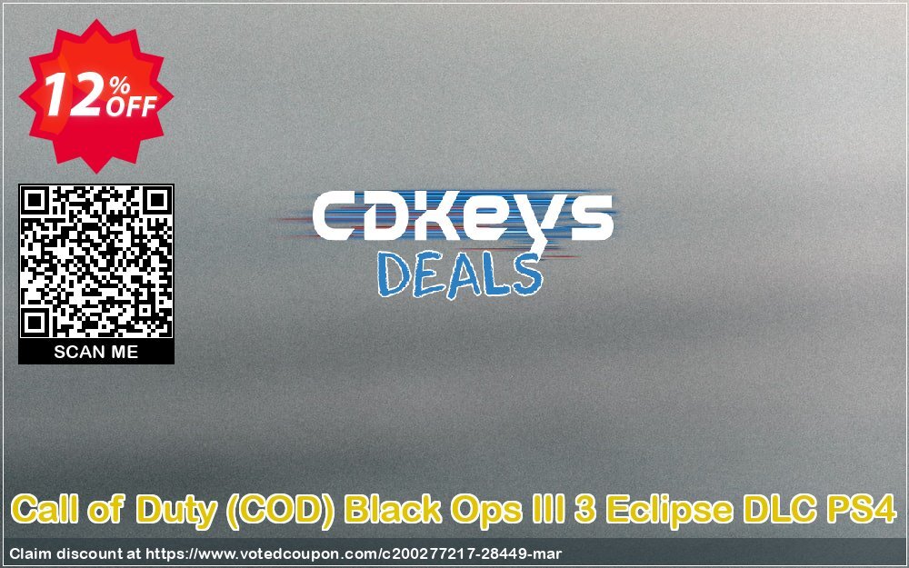 Call of Duty, COD Black Ops III 3 Eclipse DLC PS4 Coupon, discount Call of Duty (COD) Black Ops III 3 Eclipse DLC PS4 Deal. Promotion: Call of Duty (COD) Black Ops III 3 Eclipse DLC PS4 Exclusive Easter Sale offer 