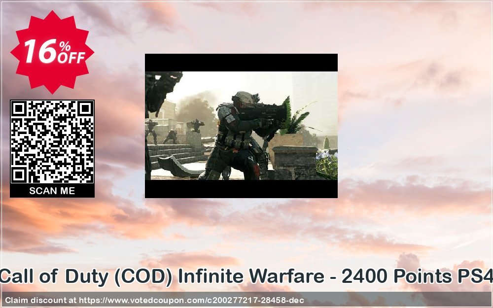 Call of Duty, COD Infinite Warfare - 2400 Points PS4 Coupon, discount Call of Duty (COD) Infinite Warfare - 2400 Points PS4 Deal. Promotion: Call of Duty (COD) Infinite Warfare - 2400 Points PS4 Exclusive Easter Sale offer 
