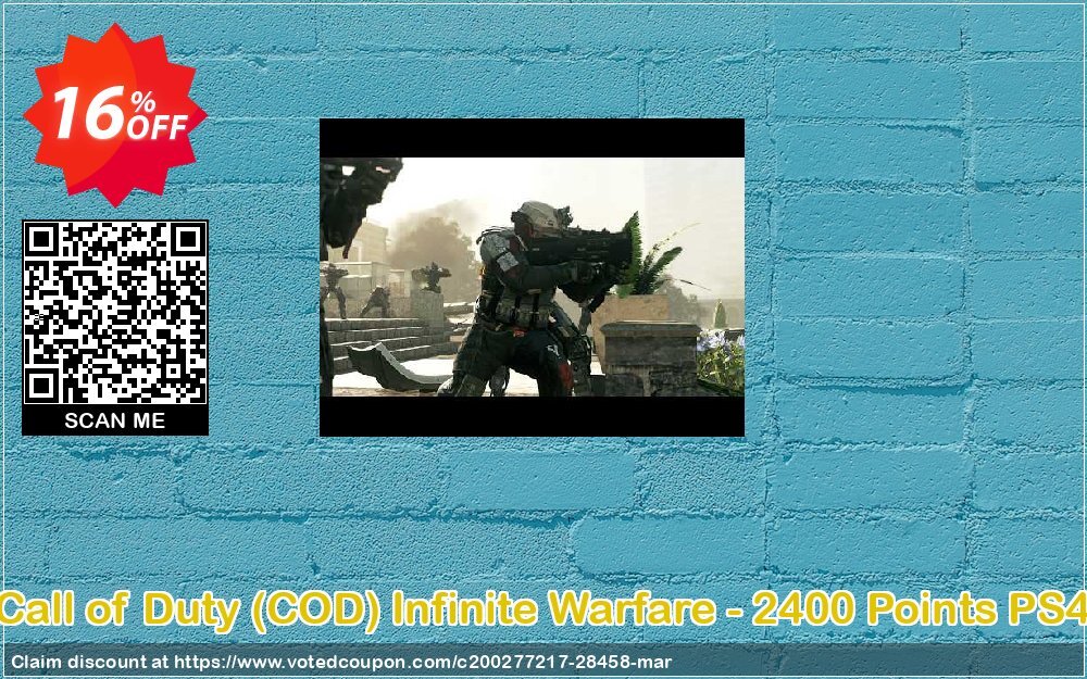 Call of Duty, COD Infinite Warfare - 2400 Points PS4 Coupon, discount Call of Duty (COD) Infinite Warfare - 2400 Points PS4 Deal. Promotion: Call of Duty (COD) Infinite Warfare - 2400 Points PS4 Exclusive Easter Sale offer 