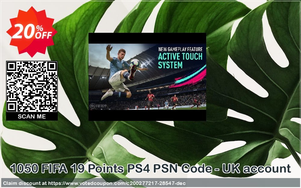 1050 FIFA 19 Points PS4 PSN Code - UK account voted-on promotion codes