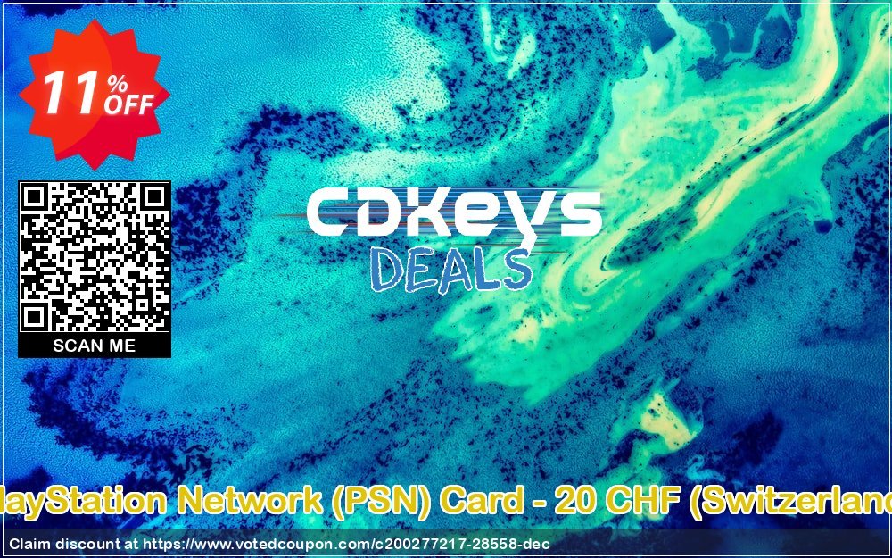 PS Network, PSN Card - 20 CHF, Switzerland  Coupon, discount PlayStation Network (PSN) Card - 20 CHF (Switzerland) Deal. Promotion: PlayStation Network (PSN) Card - 20 CHF (Switzerland) Exclusive Easter Sale offer 