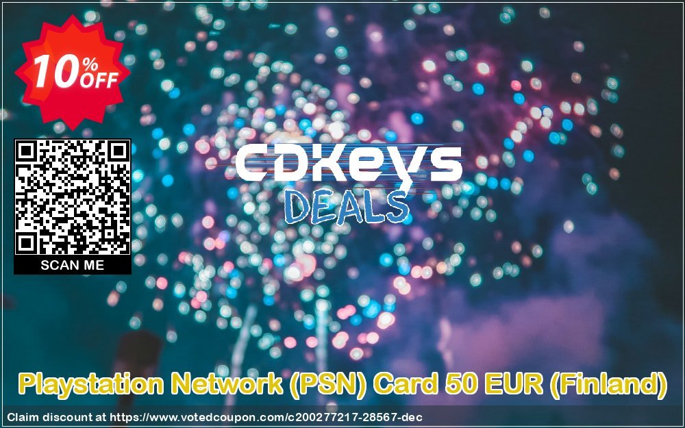 PS Network, PSN Card 50 EUR, Finland  Coupon, discount Playstation Network (PSN) Card 50 EUR (Finland) Deal. Promotion: Playstation Network (PSN) Card 50 EUR (Finland) Exclusive Easter Sale offer 