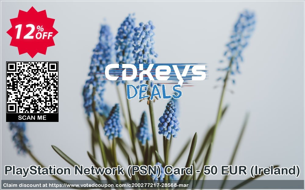 PS Network, PSN Card - 50 EUR, Ireland  Coupon, discount PlayStation Network (PSN) Card - 50 EUR (Ireland) Deal. Promotion: PlayStation Network (PSN) Card - 50 EUR (Ireland) Exclusive Easter Sale offer 