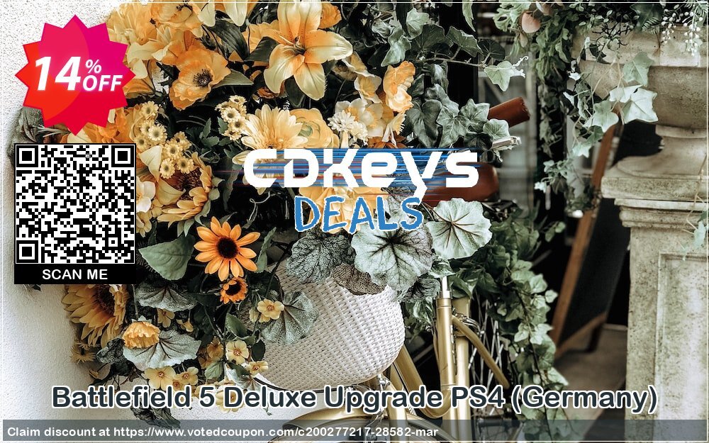 Battlefield 5 Deluxe Upgrade PS4, Germany  Coupon, discount Battlefield 5 Deluxe Upgrade PS4 (Germany) Deal. Promotion: Battlefield 5 Deluxe Upgrade PS4 (Germany) Exclusive Easter Sale offer 