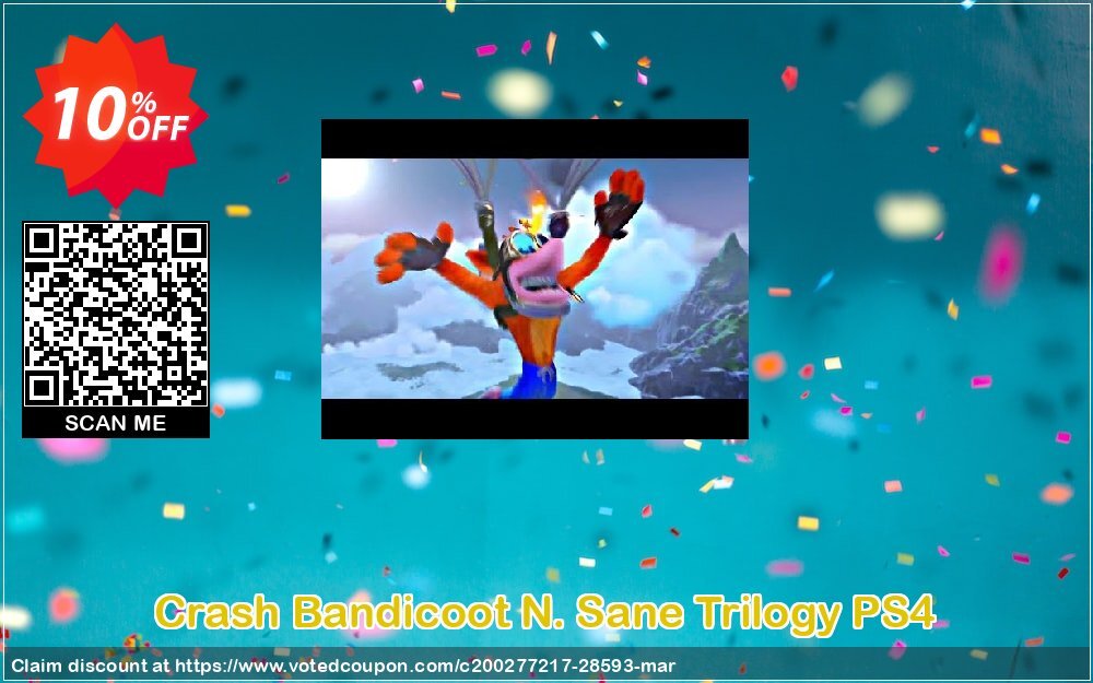 Crash Bandicoot N. Sane Trilogy PS4 Coupon, discount Crash Bandicoot N. Sane Trilogy PS4 Deal. Promotion: Crash Bandicoot N. Sane Trilogy PS4 Exclusive Easter Sale offer 