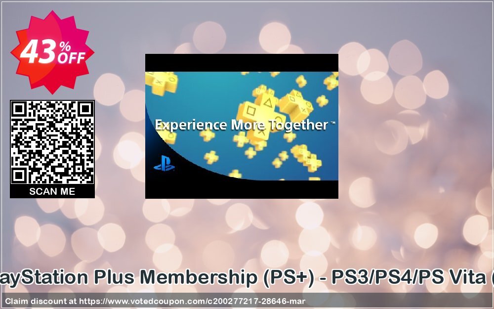 1-Year PS Plus Membership, PS+ - PS3/PS4/PS Vita, Canada  Coupon, discount 1-Year PlayStation Plus Membership (PS+) - PS3/PS4/PS Vita (Canada) Deal. Promotion: 1-Year PlayStation Plus Membership (PS+) - PS3/PS4/PS Vita (Canada) Exclusive Easter Sale offer 