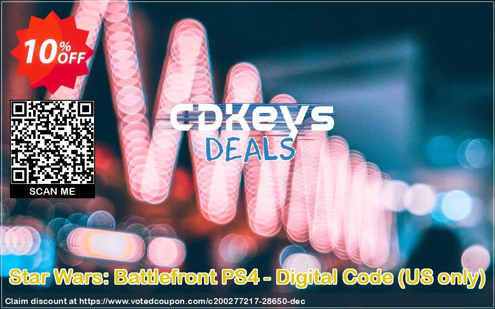 Star Wars: Battlefront PS4 - Digital Code, US only  Coupon, discount Star Wars: Battlefront PS4 - Digital Code (US only) Deal. Promotion: Star Wars: Battlefront PS4 - Digital Code (US only) Exclusive Easter Sale offer 