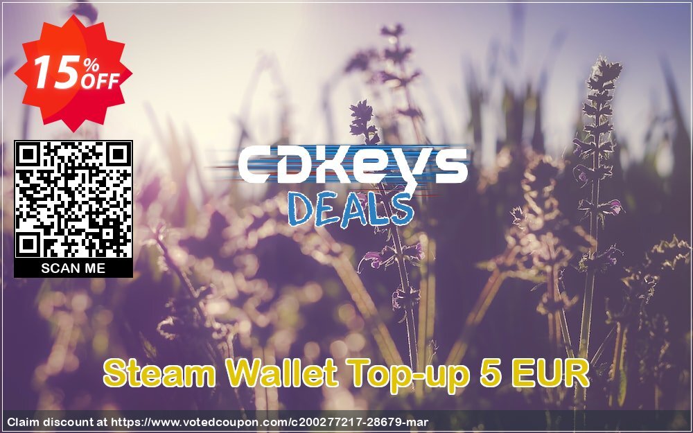 Steam Wallet Top-up 5 EUR Coupon Code Apr 2024, 15% OFF - VotedCoupon