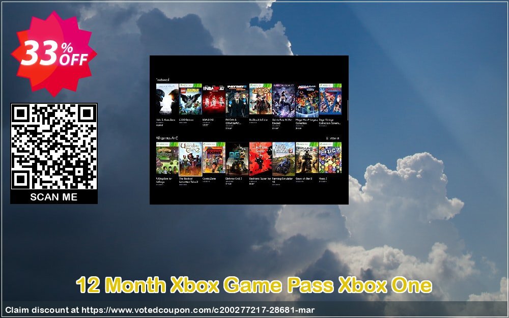 12 Month Xbox Game Pass Xbox One Coupon, discount 12 Month Xbox Game Pass Xbox One Deal. Promotion: 12 Month Xbox Game Pass Xbox One Exclusive Easter Sale offer 