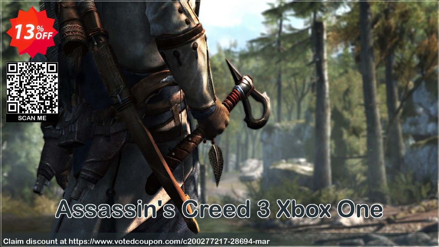 Assassin's Creed 3 Xbox One Coupon, discount Assassin's Creed 3 Xbox One Deal. Promotion: Assassin's Creed 3 Xbox One Exclusive Easter Sale offer 