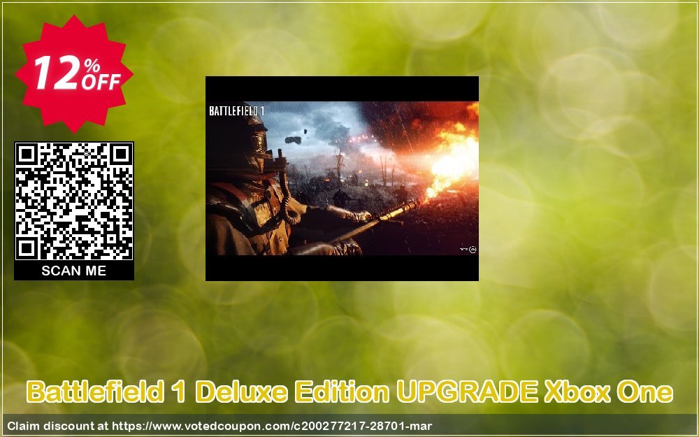 Battlefield 1 Deluxe Edition UPGRADE Xbox One Coupon, discount Battlefield 1 Deluxe Edition UPGRADE Xbox One Deal. Promotion: Battlefield 1 Deluxe Edition UPGRADE Xbox One Exclusive Easter Sale offer 