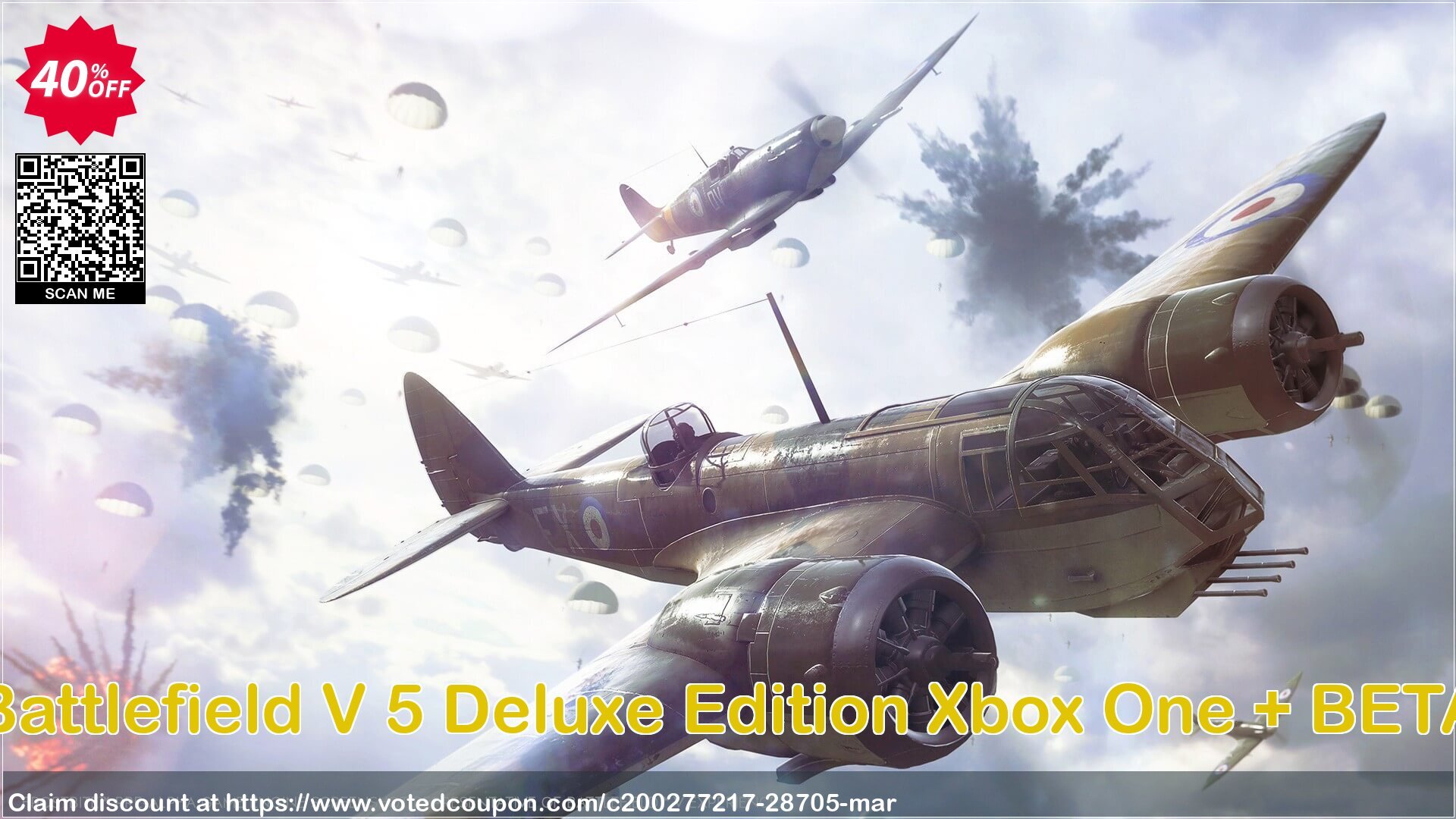 Battlefield V 5 Deluxe Edition Xbox One + BETA Coupon, discount Battlefield V 5 Deluxe Edition Xbox One + BETA Deal. Promotion: Battlefield V 5 Deluxe Edition Xbox One + BETA Exclusive Easter Sale offer 