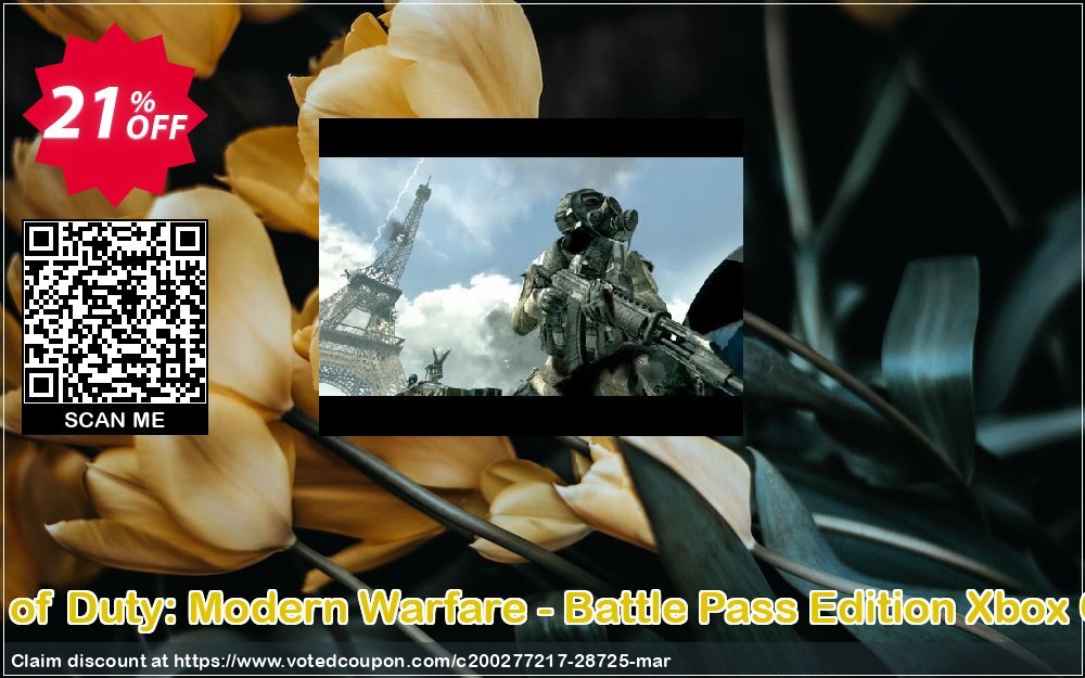 Call of Duty: Modern Warfare - Battle Pass Edition Xbox One Coupon, discount Call of Duty: Modern Warfare - Battle Pass Edition Xbox One Deal. Promotion: Call of Duty: Modern Warfare - Battle Pass Edition Xbox One Exclusive Easter Sale offer 