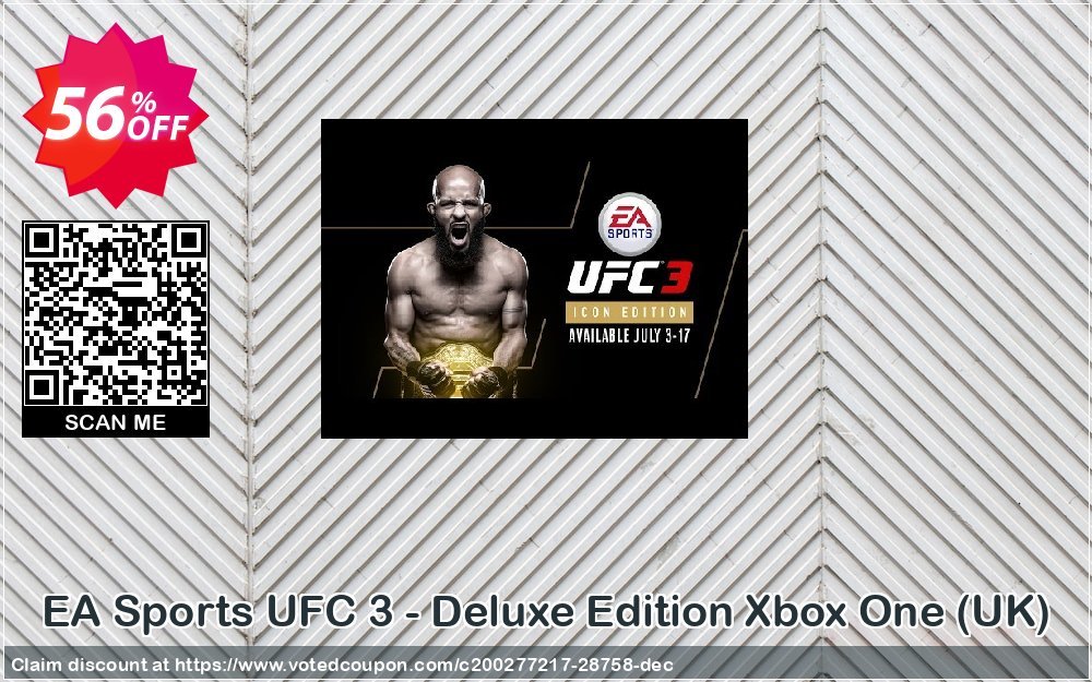 EA Sports UFC 3 - Deluxe Edition Xbox One, UK  Coupon, discount EA Sports UFC 3 - Deluxe Edition Xbox One (UK) Deal. Promotion: EA Sports UFC 3 - Deluxe Edition Xbox One (UK) Exclusive Easter Sale offer 