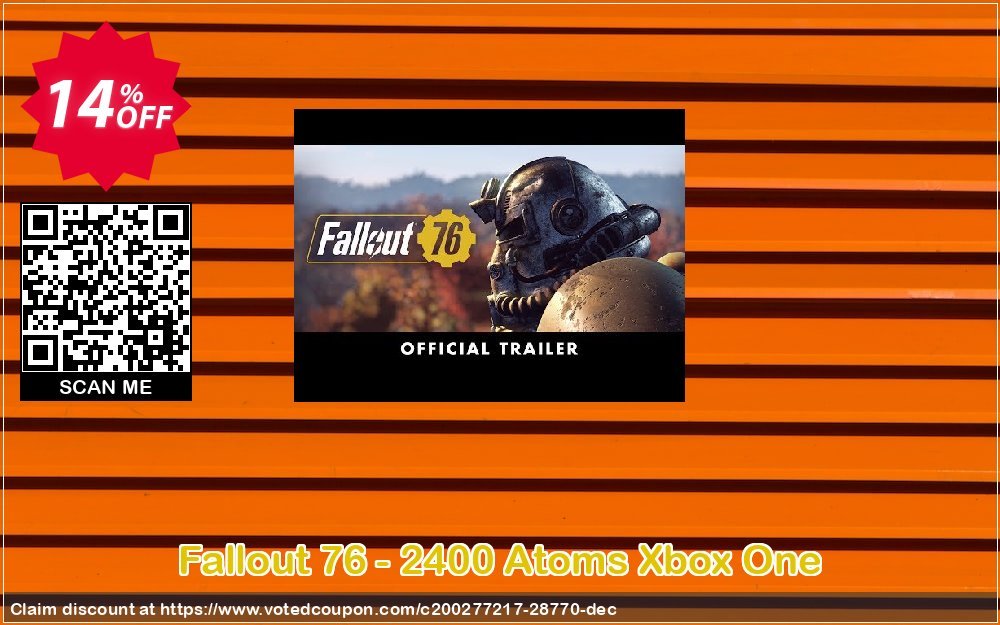Fallout 76 - 2400 Atoms Xbox One Coupon, discount Fallout 76 - 2400 Atoms Xbox One Deal. Promotion: Fallout 76 - 2400 Atoms Xbox One Exclusive Easter Sale offer 
