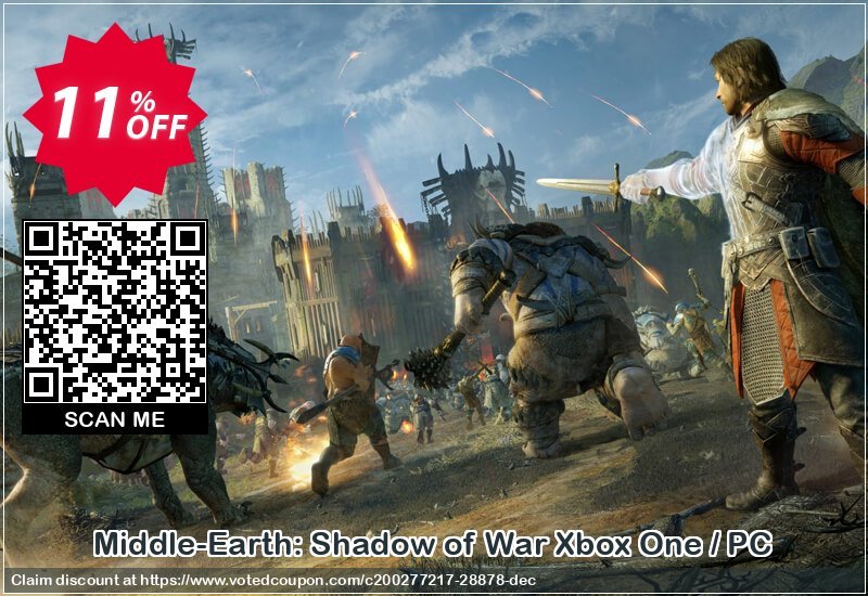 Middle-Earth: Shadow of War Xbox One / PC Coupon, discount Middle-Earth: Shadow of War Xbox One / PC Deal. Promotion: Middle-Earth: Shadow of War Xbox One / PC Exclusive Easter Sale offer 