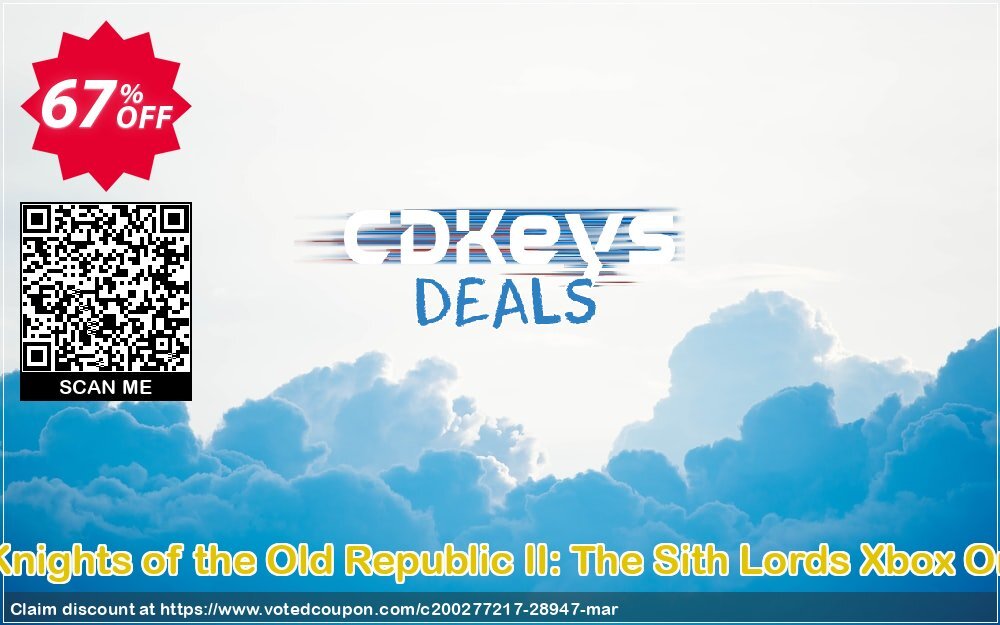 Star Wars - Knights of the Old Republic II: The Sith Lords Xbox One/ Xbox 360 Coupon Code Apr 2024, 67% OFF - VotedCoupon